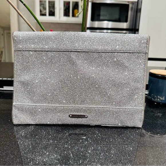 Rebecca Minkoff Silver Glitter Leo Clutch EUC - Picture 12 of 17